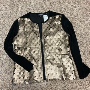 T&W Designs Zip Up Black and Gold Jacket Size M